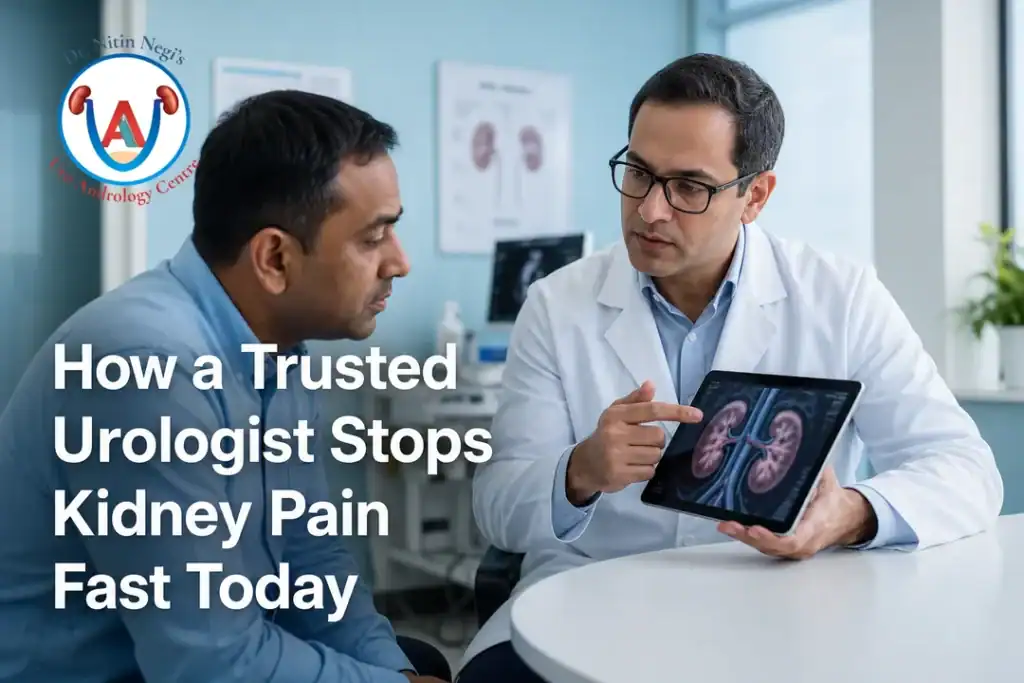 A trusted urologist consulting with a patient about kidney pain and treatment options