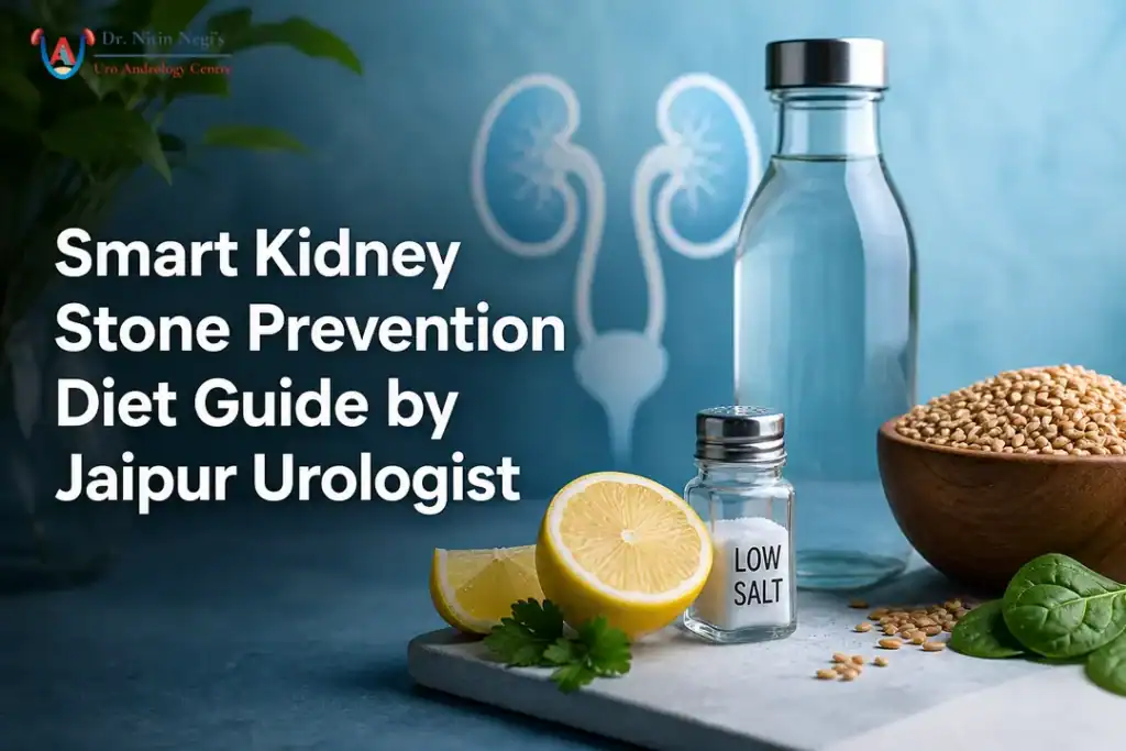 Illustration of kidney stone prevention diet tips by a Jaipur urologist