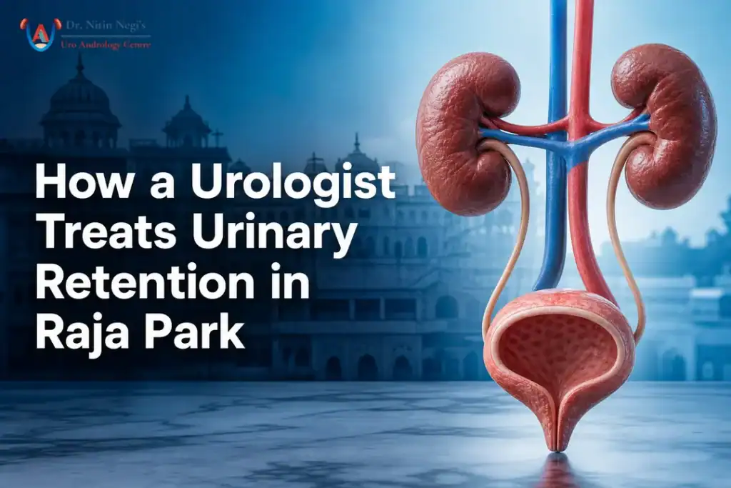 Featured image showing bladder anatomy for a urologist guide on urinary retention treatment in Raja Park.