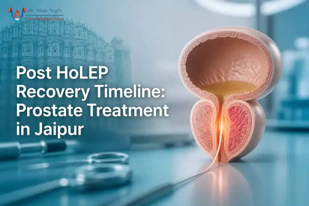 Illustrated cover showing prostate laser care for prostate treatment in jaipur.