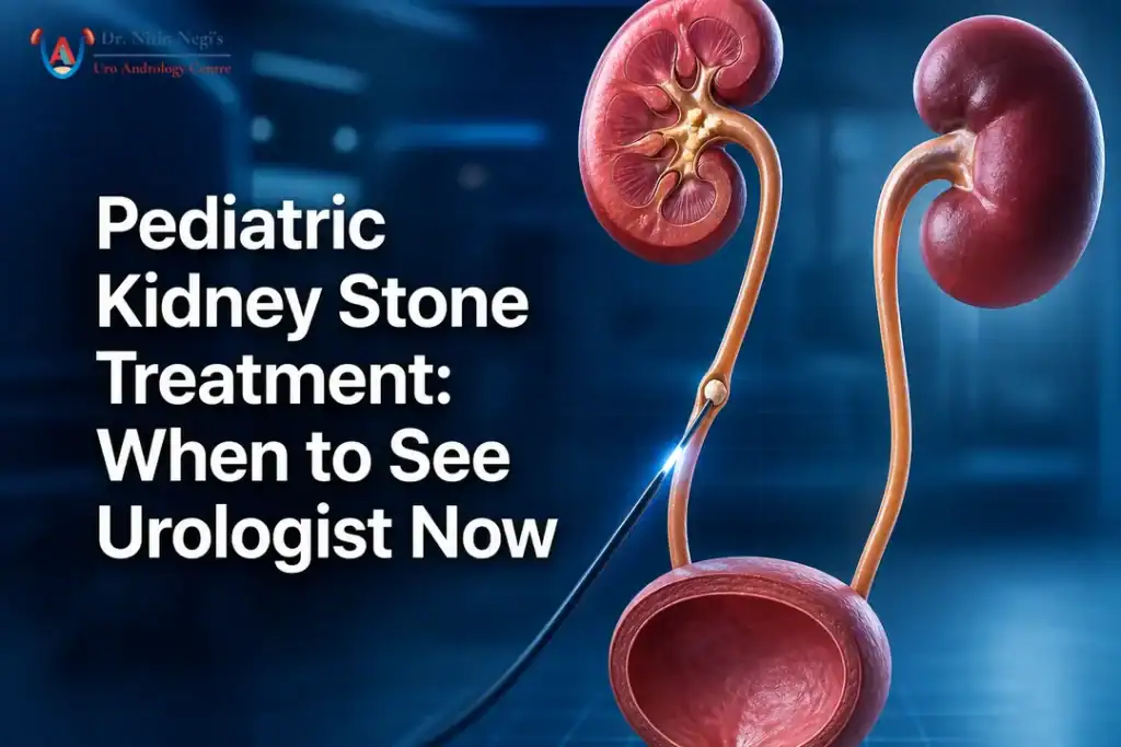3D kidney illustration showing pediatric stone care and when to see a urologist